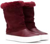 Thumbnail for your product : Cesare Paciotti Kids shearling trim mid-calf boots