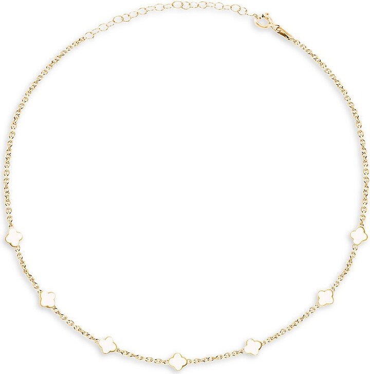 GABIRIELLE JEWELRY Outshine 14K Gold Vermeil & French Enamel Clover Station Necklace
