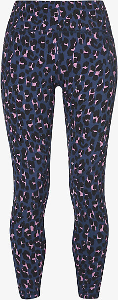 Sweaty Betty Womens Purple Leopard Print Power Workout High-Rise Leggings L