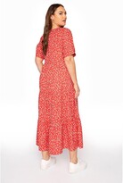 Thumbnail for your product : Yours Limited Tierred Cotton Maxi Dress Puff Sleeve Red Daisy Print