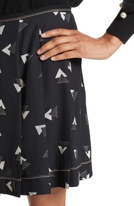 Marc Jacobs Women's Geo Print Satin Back Crepe Pleated Skirt