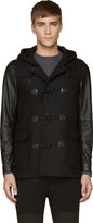 Thumbnail for your product : Diesel Black Wool & Leather W-Gulab Duffle Coat