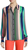 Thumbnail for your product : Diane von Furstenberg Long-Sleeve Collared Silk Shirt