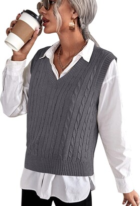Grey Sleeveless Sweater Vest | ShopStyle