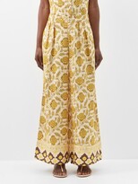 Thumbnail for your product : Rhode Resort Priyanka Floral-print Linen Wide-leg Trousers - Gold Multi