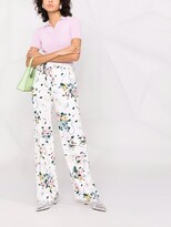Thumbnail for your product : Alessandra Rich Floral Ribbon-Print Wide-Leg Trousers