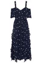 Thumbnail for your product : Nicholas Cold-Shoulder Ruffled Printed Silk-Georgette Midi Dress