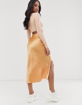 Thumbnail for your product : ASOS DESIGN bias cut satin midi skirt with splits