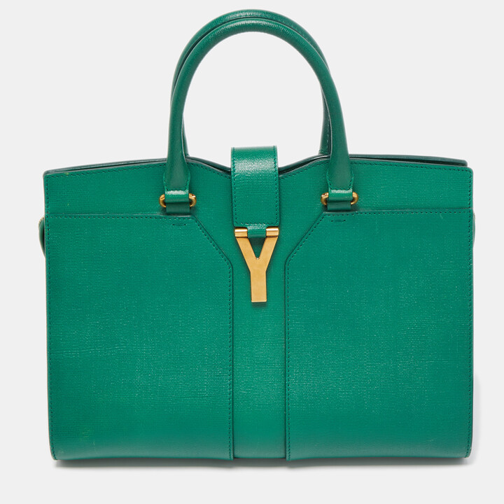 Saint Laurent Green Leather Medium Cabas Chyc Tote - ShopStyle