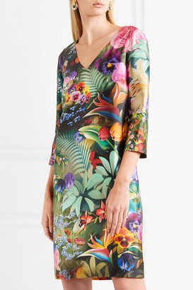 Mary Katrantzou Shea Floral-print Silk-faille Dress - Green