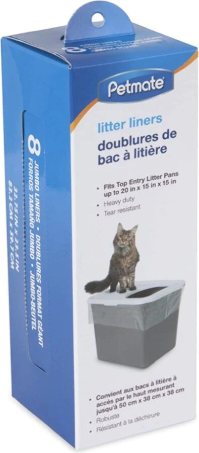 Petmate Cat Litter Box Liners Heavy Duty For Jumbo Top-Entry Cat Litter Pans, 8-Count