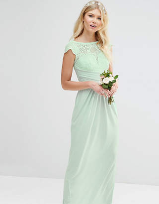 ASOS Petite Wedding Lace Top Pleated Maxi Dress