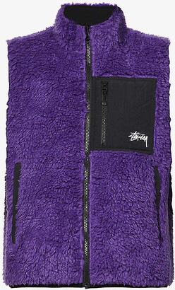 Stussy Logo-embroidered high-neck faux-fur gilet