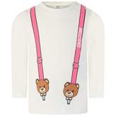 Thumbnail for your product : Moschino MoschinoBaby Girls Ivory & Fuchsia Teddy Braces Top