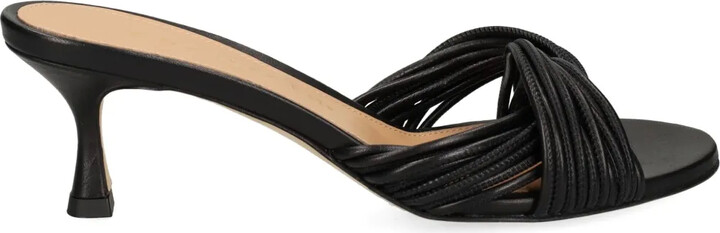 Chantal Knotted-Upper Leather Heeled Sandals