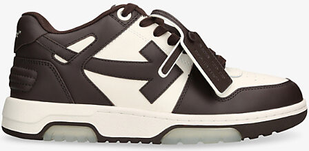 Off-White Mens Dark Brown Out Of Office Leather Low-Top Trainers Eur 43 / 9 Uk Men