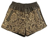 Thumbnail for your product : ChicNova High Waist Shorts with Golden Floral Lace and PU Panel