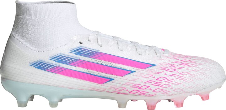adidas Womens F50 Sparkfusion Pro Mid FG Soccer Cleats, Size 4.5, White/Pink