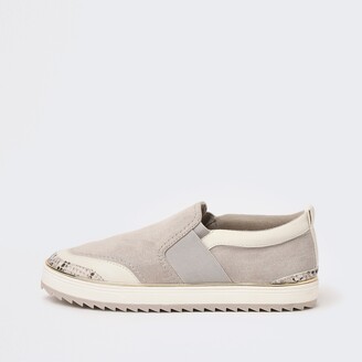 River Island Womens Grey wide fit slip on trainers