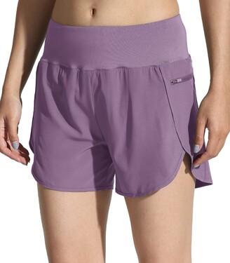 Capol Women's Running Shorts Quick Dry Athletic Shorts Workout Sport Layer  Elastic High Waisted Active Shorts with Pockets Purple XL - ShopStyle