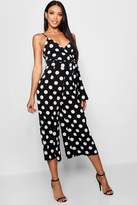 Thumbnail for your product : boohoo Large Polka Dot Culotte Twist Jumpsuit