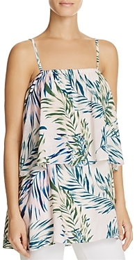 Olivaceous Palm Print Layered Top