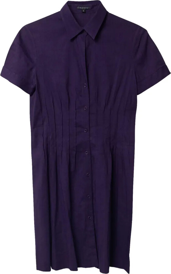 Theory Pleated Linen Mini Dress