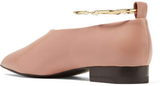 Jil Sander Embellished Leather Point-toe Flats - Beige