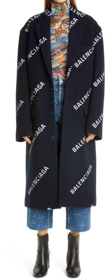 Teasing Blåt mærke arrangere Balenciaga Logo Jacquard Wool & Cashmere Blend Women's Coat - ShopStyle