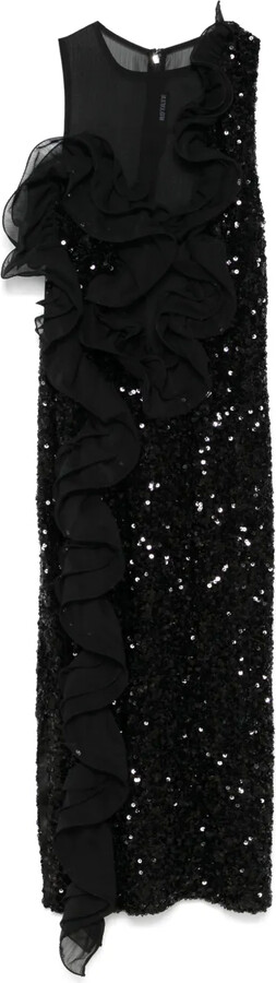 Rotate by Birger Christensen Ruffled-Detailing Sequinned Midi Dress