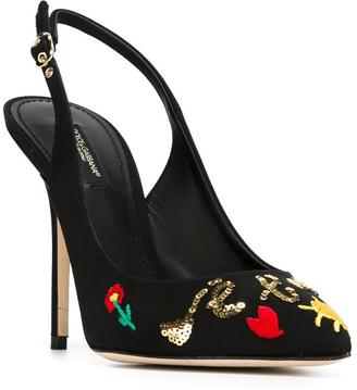 Dolce & Gabbana embroidered sequinned pumps - women - Leather/Nylon/Plastic - 38.5