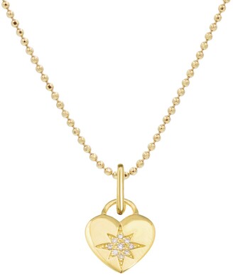Kamaria Heart North Star Necklace With Diamonds on 14k Ball Chain