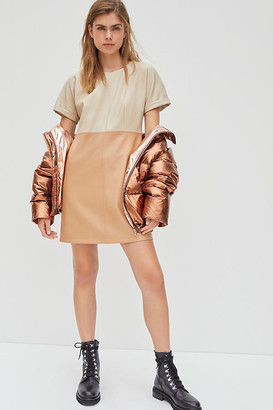 AVEC LES FILLES Andrea Faux Leather Mini Dress By in Beige Size S P