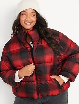 plaid bubble jacket