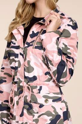 Riah Fashion Camouflage-Hooded Pocket-Jacket