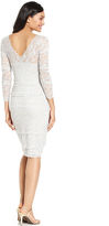 Thumbnail for your product : Marina Three-Quarter-Sleeve Tiered Lace Dress