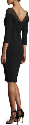 Badgley Mischka 3/4-Sleeve Stretch Jersey Cocktail Dress, Black