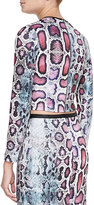 Thumbnail for your product : Charlie Jade Two-Tone Snake-Print Scuba Crop Top, Blue/Magenta