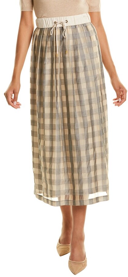 silk wool midi skirt