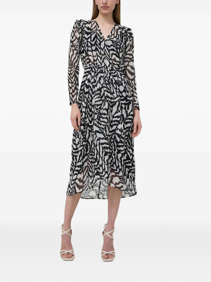 Morgan Long-Sleeve Printed Midi Dress
