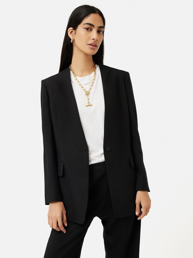 JigsawJigsaw Hopsack Collarless Blazer ShopStyle