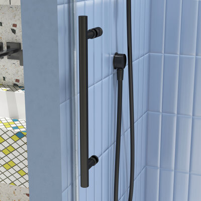 KAQCVIN Shower Door, Sliding Door,Soft Close System, With 5/16" Tempered Glass