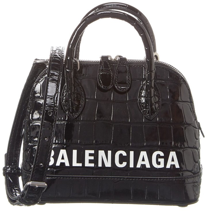 Balenciaga Ville Xxs CrocEmbossed Leather Top Handle Tote ShopStyle