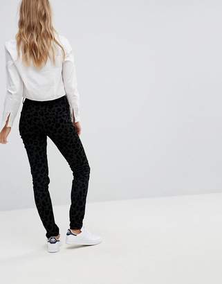 French Connection Snow Leopard Flocked Skinny Jeans