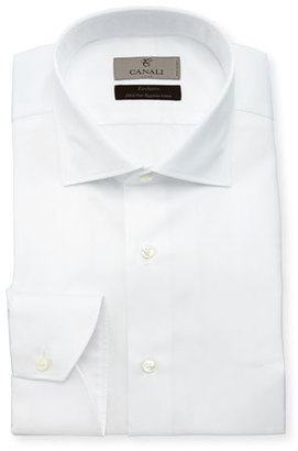 Canali Solid Egyptian-Cotton Dress Shirt, White