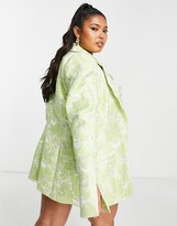 Thumbnail for your product : ASOS Luxe Curve jacquard blazer with shoulder pads in green (part of a set)