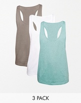 Thumbnail for your product : ASOS Tank With Extreme Racer Back 3 Pack SAVE 22%