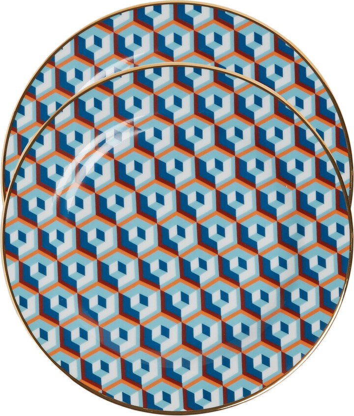 La DoubleJ Dessert Plates Set Of 2 Cubi Blue