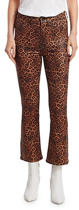 7 For All Mankind Leopard-Print High-Rise Slim-Fit Kick Flare Jeans