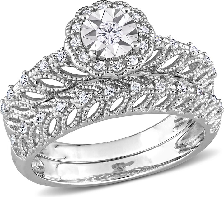 Julianna B. Diamond Floral Halo Bridal Ring Set